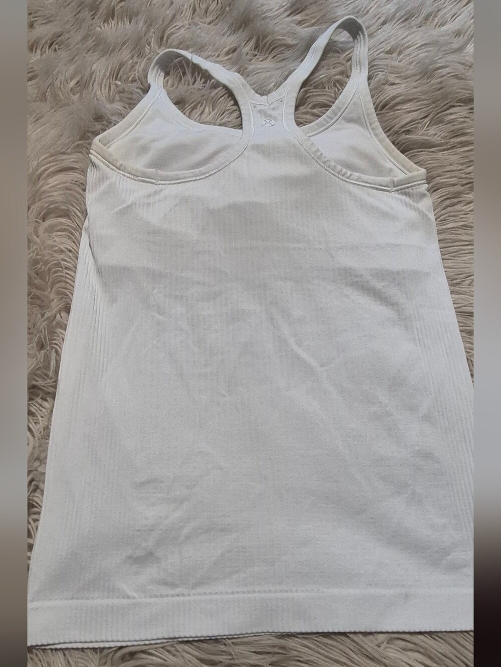 White Ribbed Lululemon Racerback Tank Top - Picture 2 of 2